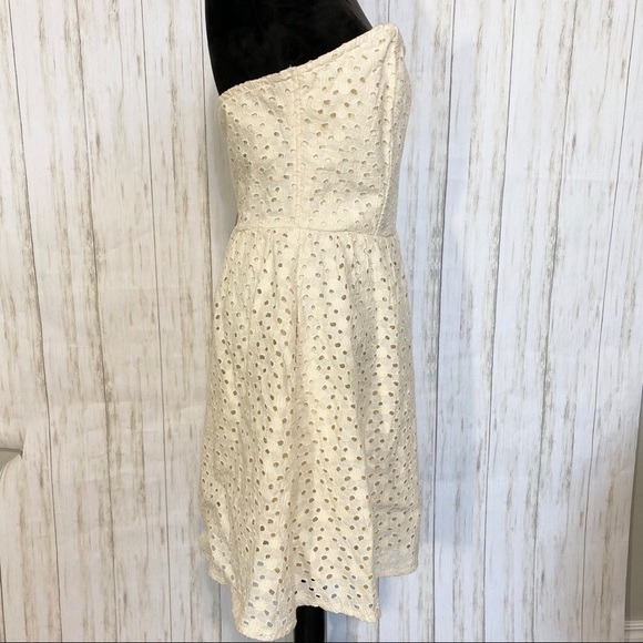 Francesca’s Mae Eyelet ivory strapless dress NWT size large - Picture 4 of 9